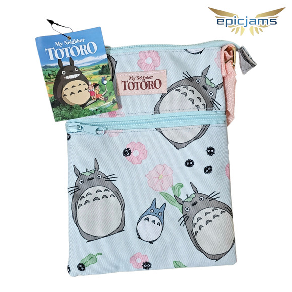 Studio Ghibli My Neighbor Totoro Sakura Floral Passport Crossbody Bag Purse New - Picture 1 of 4